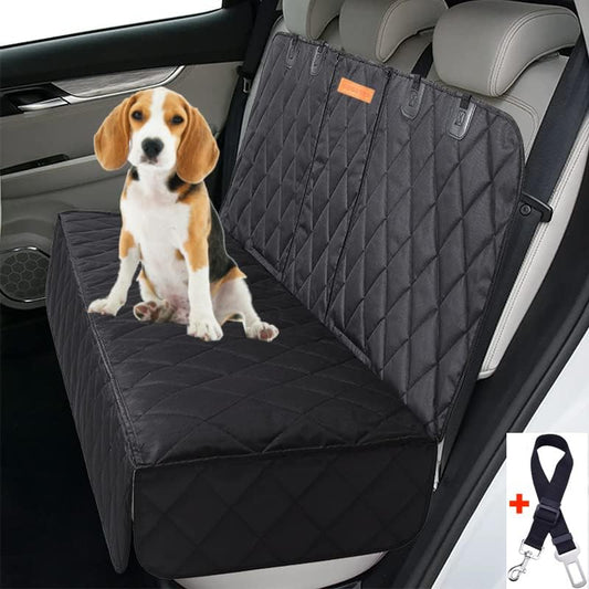 GoBuyer Dog Car Seat Cover Protector Liner for Car Boot and Back or Rear Seat Accessories - Isofix Compatible, Universal & Non-slip and Velcro Openings for Seat Belt