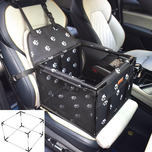 GoBuyer Waterproof Pet Travel Car Seat Booster Carrier Box and Basket with Seat Belt Harness Restraint for Puppy and Cat